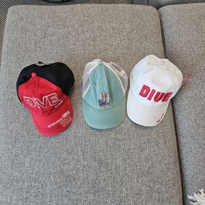 UZZI DIVE baseball Cap Set With Guy Harvey Cap 3.pc Set Cream Black Red GREEN
